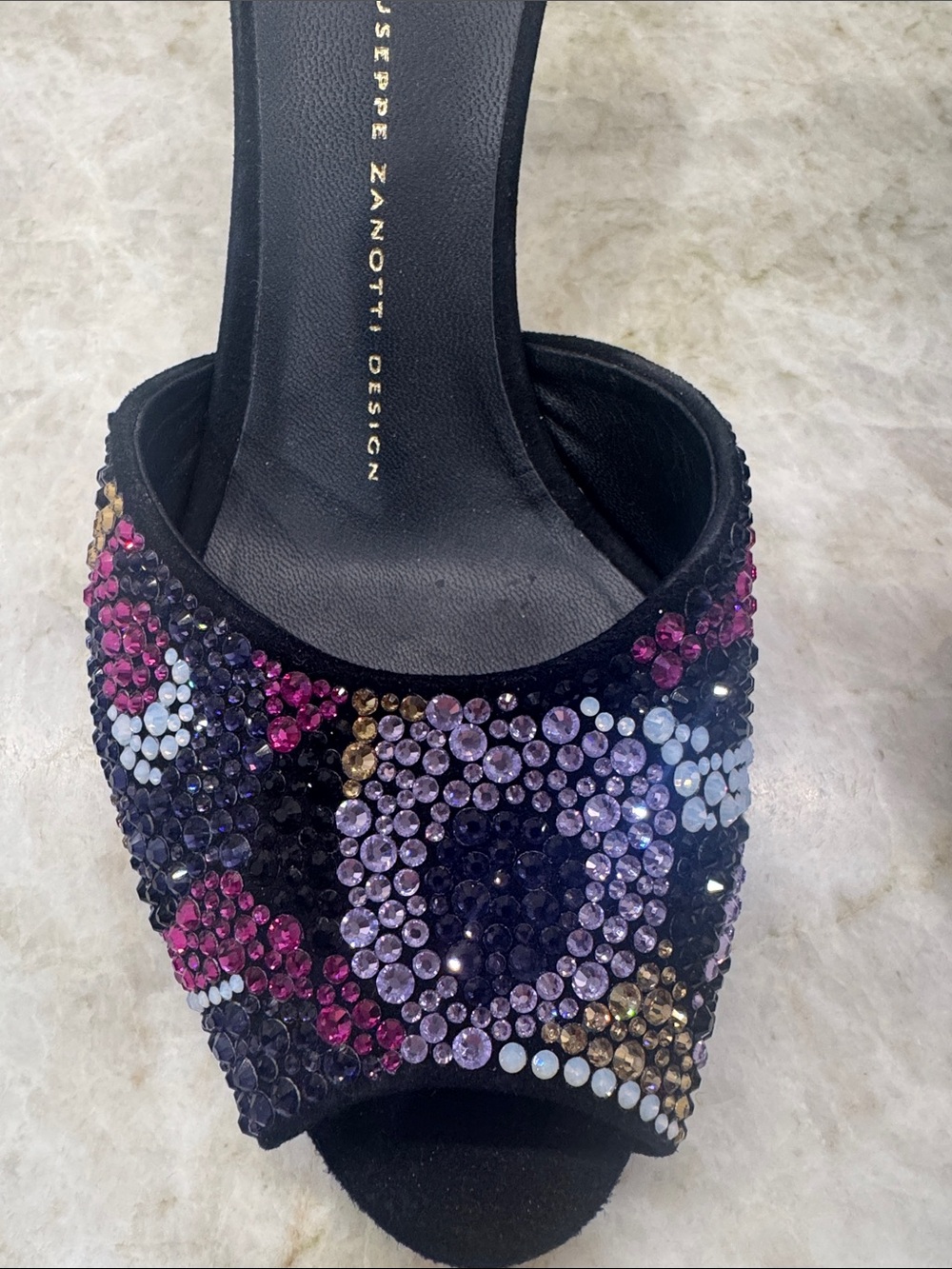 Giuseppe Zanotti Black Beaded Multicolor Crystal Mules - Picture 3 of 9